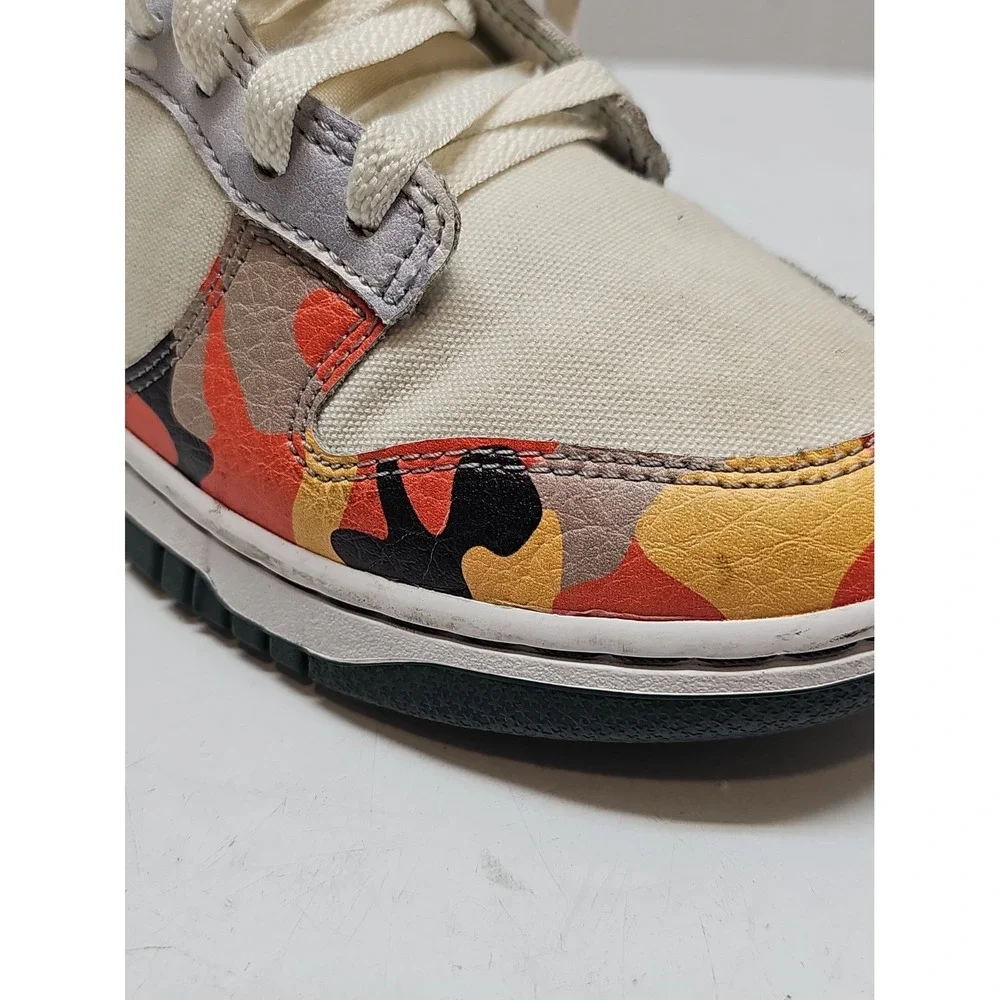 Nike Dunk SE Sail Multi-Camo Low Top Leather Sneakers DH0957-100 Sz 7.5